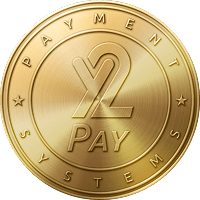 Gold coin with "Y2 Pay" logo.