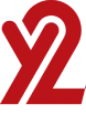 Red stylized Y2 logo on black background.